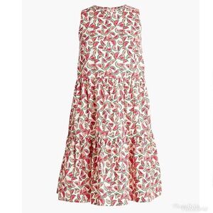 J.Crew watermelon tiered with pockets colorful dress size 4 ; fits small